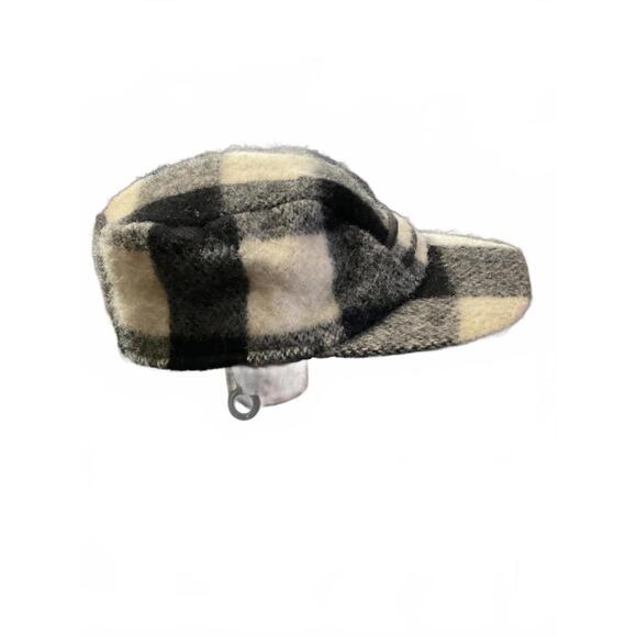 Vintage Cozy Black and White Plaid Wool Hat - Size 7 1/2 - Picture 7 of 8